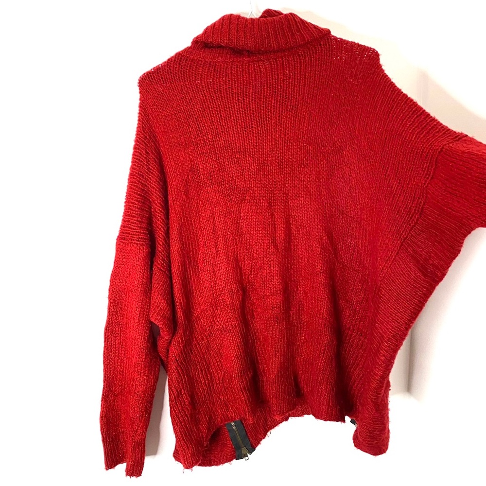 Wooden Ships Wool Blend Red Knit Oversized Cowl Neck Sweater - Picture 7 of 8